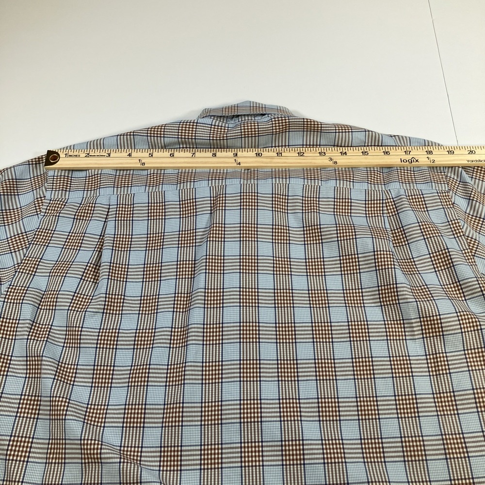 David Donahue Shirt Mens M Blue Brown Patchwork Plaid Button Down Cotton - Picture 16 of 16